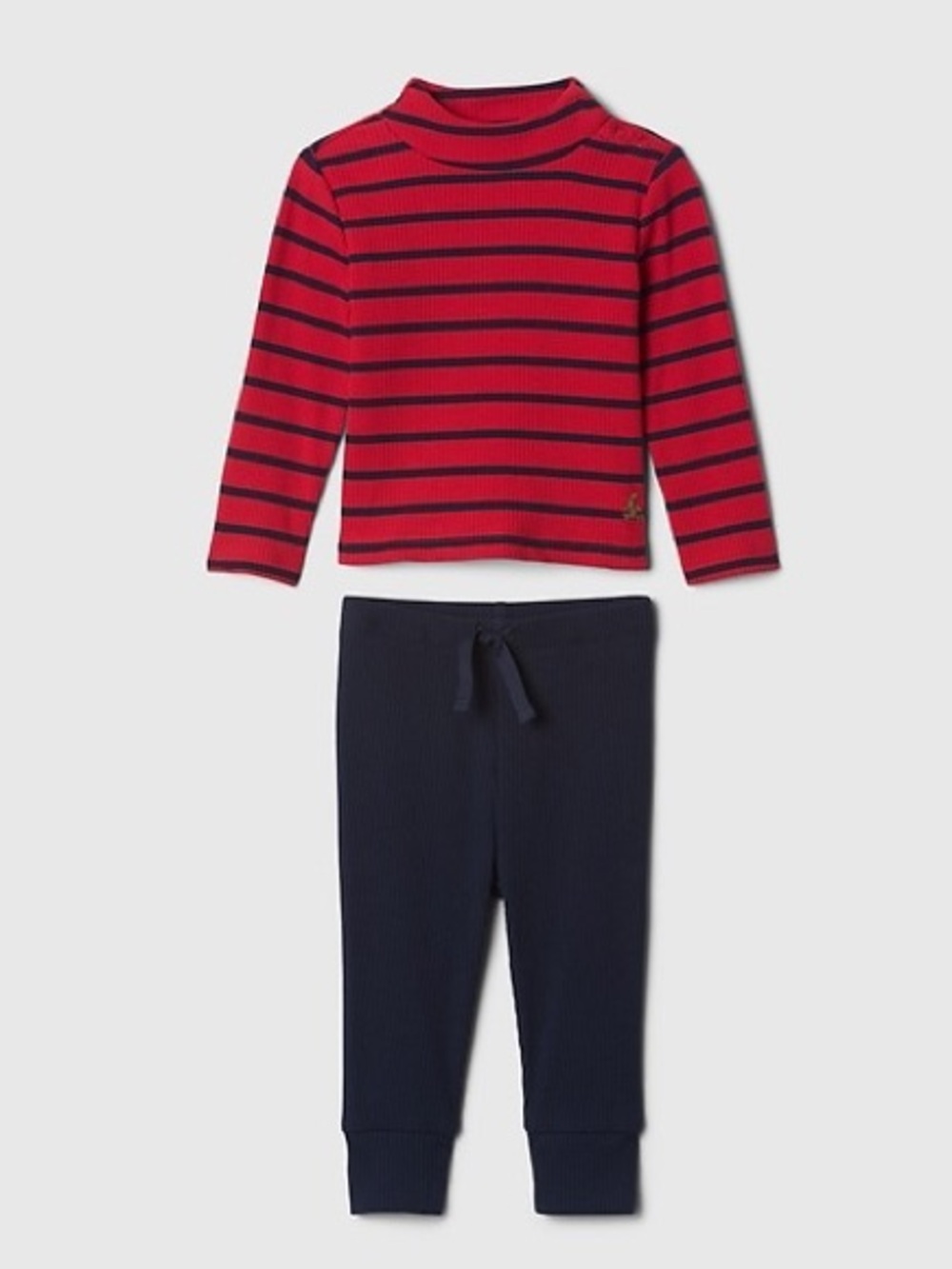 GAP Baby Rib Mockneck Outfit Set - Red & Navy - 18-24 months
